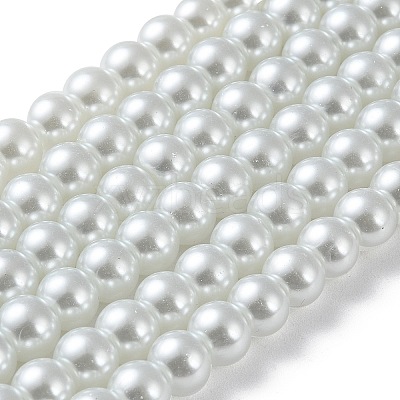 White Glass Pearl Round Loose Beads For Jewelry Necklace Craft Making X-HY-8D-B01-1