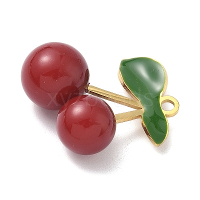 304 Stainless Steel with Acrylic Cherry Pendants STAS-G362-05G-01-1