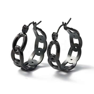 304 Stainless Steel Curb Chain Chunky Hoop Earrings for Women Ion Plating(IP) EJEW-P197-05EB-1