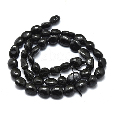 Natural Black Tourmaline Beads Strands G-O186-B-07-1