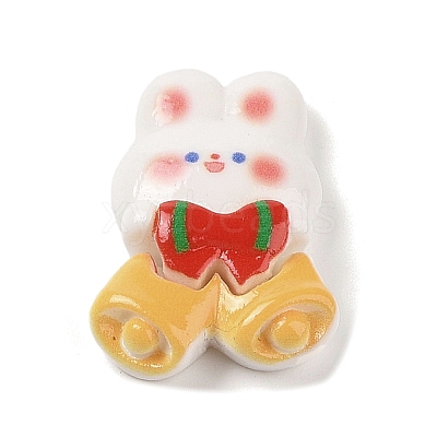 Christmas Rabbit Theme Opaque Resin Decoden Cabochons RESI-S397-02E-1