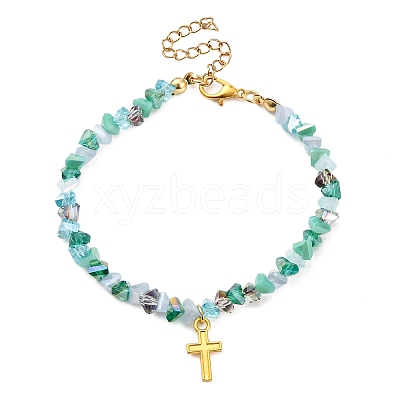 Alloy Cross Charm Bracelets BJEW-JB12323-02-1