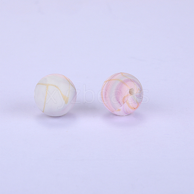 Printed Round Silicone Focal Beads SI-JX0056A-33-1