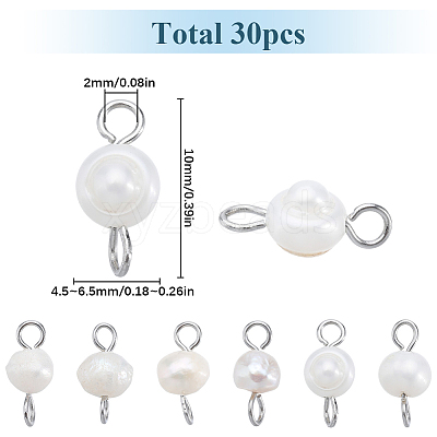 Natural Cultured Freshwater Pearl Potato Connector Charms PALLOY-SC00013-1