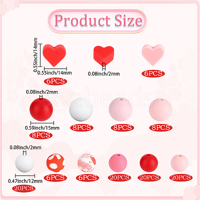 136Pcs Silicone Beads SIL-PA0001-52-1