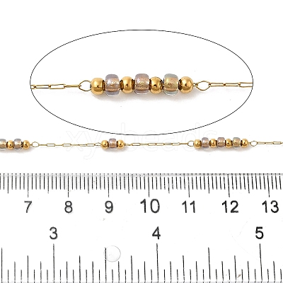 Handmade 304 Stainless Steel & Glass Beaded Chains CHS-L031-01G-03-1