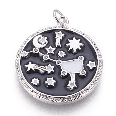 Brass Cubic Zirconia Pendants KK-O113-06B-1