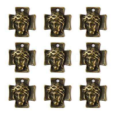 Tibetan Style Alloy Cross with Jesus Alloy Pendants for Easter Jewelry MLF10674Y-NF-1