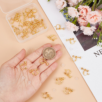 36Pcs Brass Screw On Clip-on Earring Findings KK-SP0001-18G-1