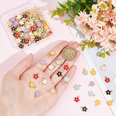 140Pcs 7 Colors Alloy Enamel Charms ENAM-HY0003-03-1