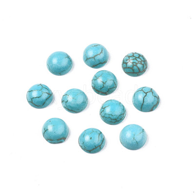 Craft Findings Dyed Synthetic Turquoise Gemstone Flat Back Dome Cabochons TURQ-S266-4mm-01-1