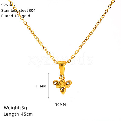 304 Stainless Steel Crystal Rhinestone Pendant Necklaces for Women WG07512-04-1