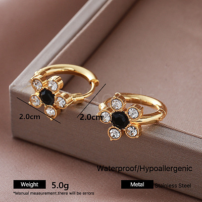 304 Stainless Steel Pave Cubic Zirconia Hoop Earrings for Women LD1323-6-1