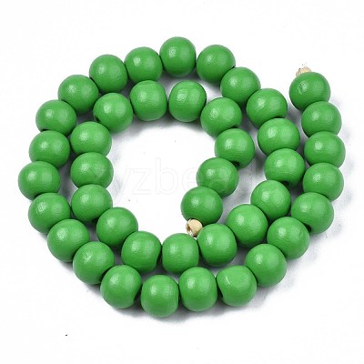 Painted Natural Wood Beads Strands WOOD-S053-54E-1