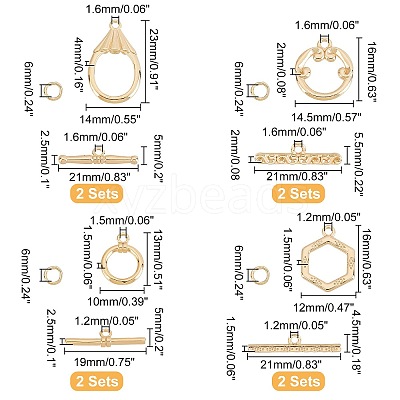 8Set 4 Style Brass Toggle Clasps KK-GA0001-16-1