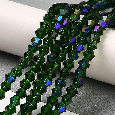 Transparent Electroplate Glass Beads Strands GLAA-F029-4mm-D25-1