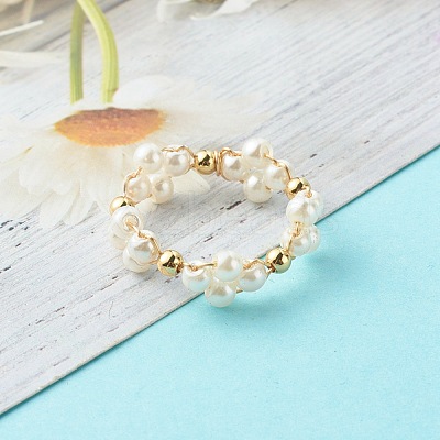 Glass Pearl Beads Finger Rings RJEW-TA00005-1