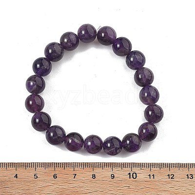 Natural Amethyst Bead Stretch Bracelets BJEW-K212-C-034-1