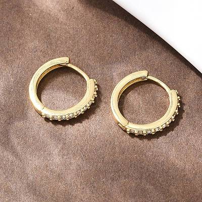 Brass Cubic Zirconia Hoop Earrings EJEW-A156-13B-G-1