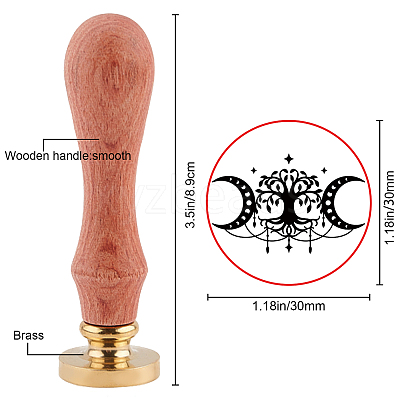 Brass Wax Seal Stamp with Handle AJEW-WH0184-0501-1