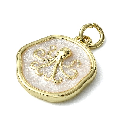 Ocean Theme Brass Enamel Pendants KK-H270-06G-04-1
