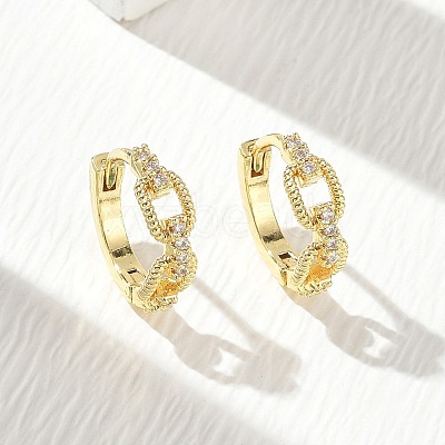 Brass Micro Pave Cubic Zirconia Hoop Earrings KK-CBA30C7-06G-1