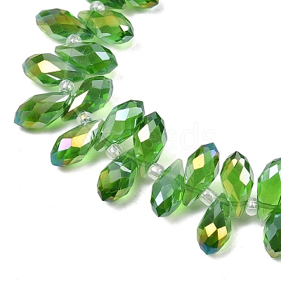 Electroplate Glass Faceted Teardrop Beads Strands EGLA-D014-19-1-1