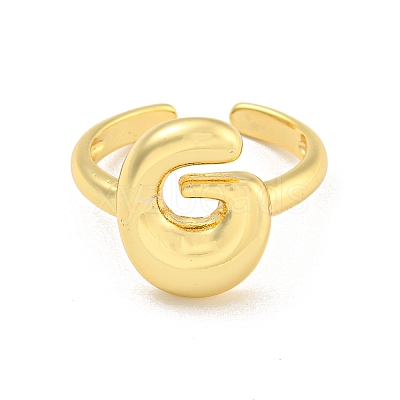 Brass Letter Open Cuff Rings for Women RJEW-G313-01G-G-1
