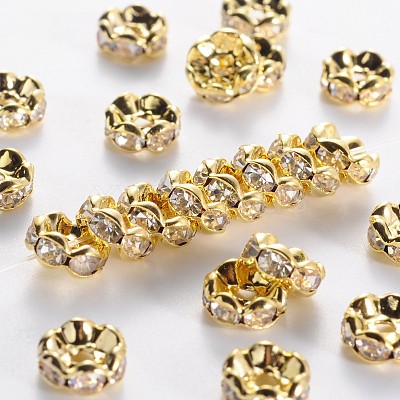 Brass Grade A Rhinestone Spacer Beads RSB030NF-01G-1