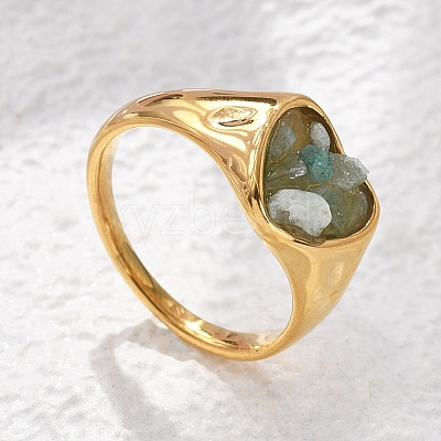 Heart Natural Aquamarine Finger Rings RJEW-D303-01G-02-1