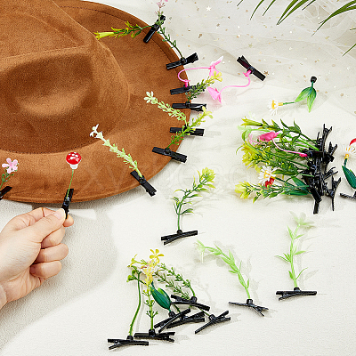 40Pcs 10 Styles Plastic Plant & Iron Alligator Hair Clips PHAR-FH0001-09-1