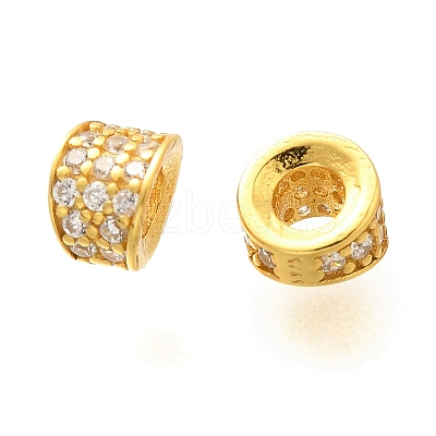 925 Sterling Silver Micro Pave Clear Cubic Zirconia Beads STER-B006-10A-G-1