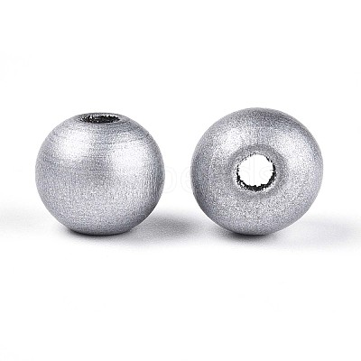 Spray Painted Round Natural Schima Wood Beads WOOD-A018-12mm-03-1