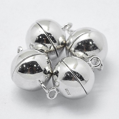Anti-Tarnish Rhodium Plated 925 Sterling Silver Magnetic Clasps STER-F037-098P-8mm-1