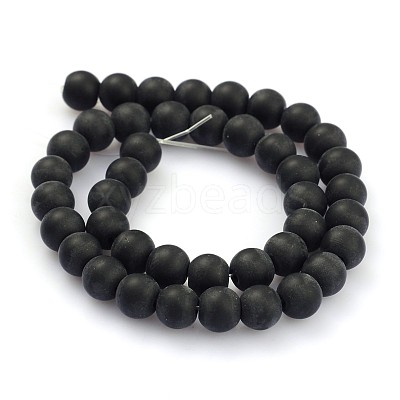 Frosted Glass Round Bead Strands GLAA-J064-8mm-02-1