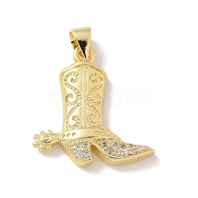 Brass Micro Pave Cubic Zirconia Pendants X-KK-M300-30G-1