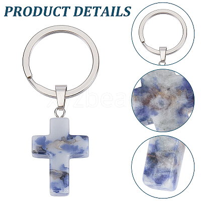 10Pcs 5 Styles Gemstone Keychains KEYC-CP0001-48-1