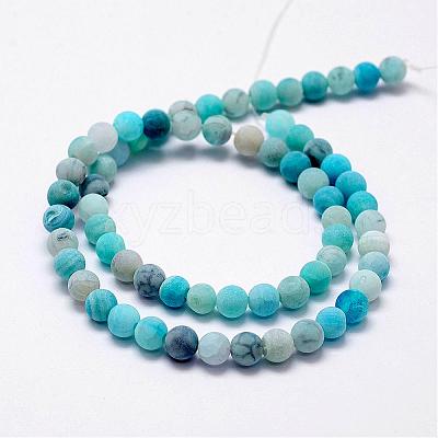 Frosted Natural Agate Beads Strands G-F365-8mm-03-1