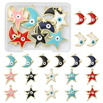 20Pcs 10 Style Rack Plating Alloy Enamel Pendants ENAM-SZ0002-61-1