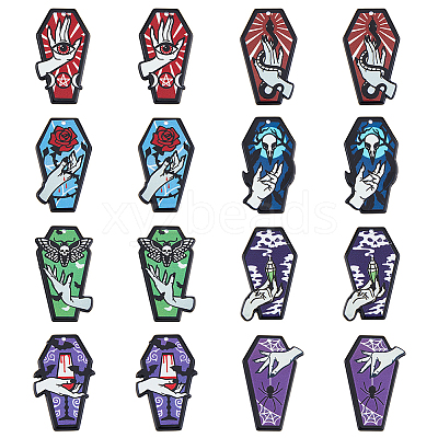 16Pcs 8 Styles Opaque Printed Acrylic Pendants SACR-HY0001-04-1
