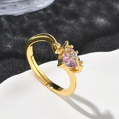 Brass Micro Pave Cubic Zirconia Finger Rings RJEW-H258-08G-1