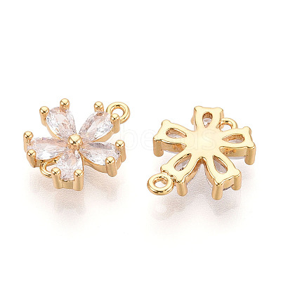 Brass Pave Clear Cubic Zirconia Connector Charms KK-T078-03G-05-1