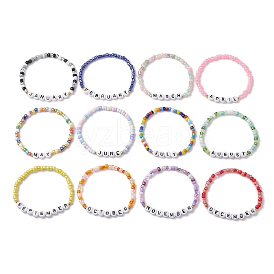 12Pcs 12 Styles Glass Seed Beads Stretch Bracelet Sets BJEW-MZ00097-1