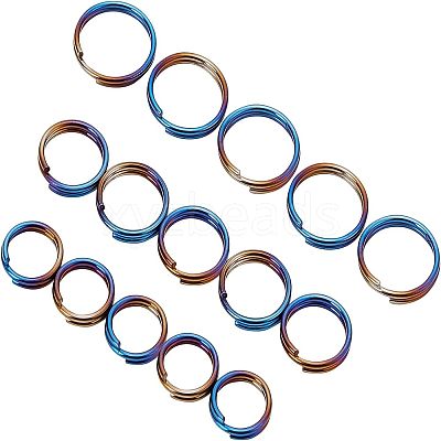 15Pcs 3 Styles Rainbow Color Titanium Alloy Split Rings FIND-OC0001-94-1