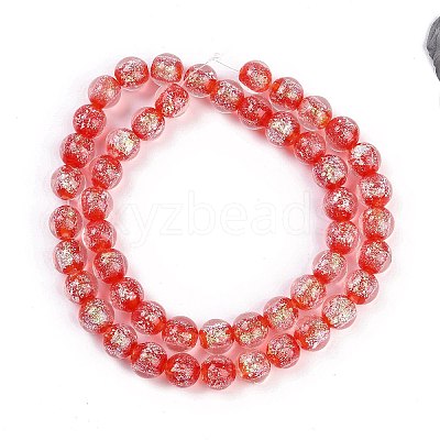 Handmade Gold Foil Lampwork Beads Strands LAMP-Q002-01G-1
