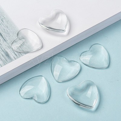Transparent Glass Heart Cabochons GGLA-R021-25mm-1