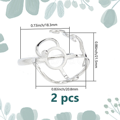 2Pcs Adjustable Brass Finger Rings Components FIND-GO0002-77C-1