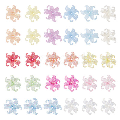 50Pcs 2 Styles Acrylic Bead Caps OACR-TA0004-84-1