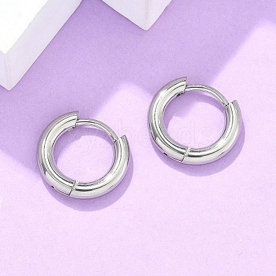 Tarnish Resistant 304 Stainless Steel Huggie Hoop Earrings EJEW-F111B-13mm-P-1