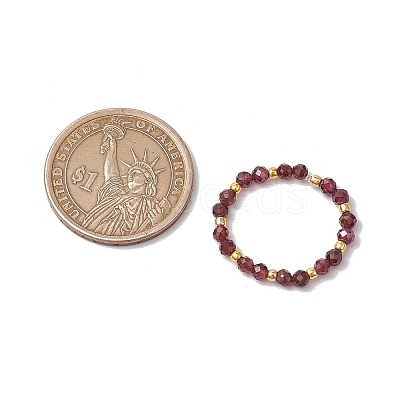 Natural Garnet Beaded Stretch Rings for Women RJEW-JR00868-01-1